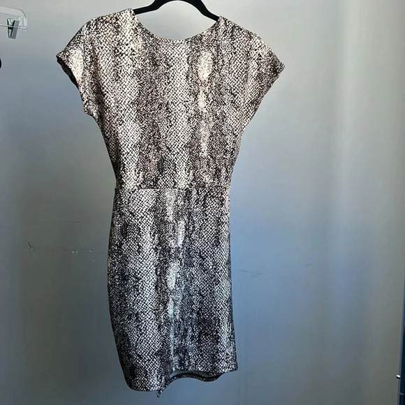 Rebel Sugar Wrap Dress Snakeskin | Snakeskin Print Dress | Wrap Dress | Tan - Picture 7 of 8